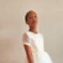 Duchess Satin First Communion Dress – Tulle Puff Sleeves And Tutu Skirt, thumbnail 5 of 10