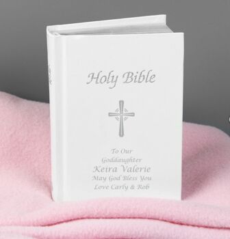 Personalised Silver Leaf Cross Bible, 2 of 6