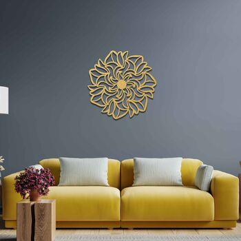 Circular Plywood Mandala Flower Design Handmade In The UK, 5 of 10