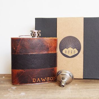 Personalised Leather Hip Flask, 5 of 7