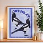 Two For Joy Baby Blue Magpie Art Print, thumbnail 1 of 11