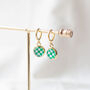 Green And White Checkerboard Earrings, thumbnail 3 of 8