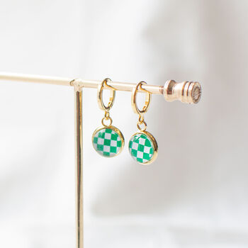 Green And White Checkerboard Earrings, 3 of 8