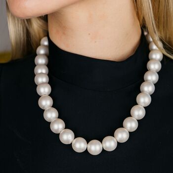 Large Ivory White Round Pearl Choker Necklace For Women, 6 of 8