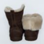 Genuine Sheepskin Slippers With Zipper Brown, thumbnail 2 of 5