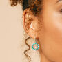 Halo Radiance Turquoise Sterling Silver/Gold Drop Earrings, thumbnail 3 of 10