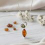 Handmade Cognac And Green Amber Silver Heart Pendant, thumbnail 3 of 3