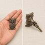 Vintage Brass Owl Perch Drawer Knob, thumbnail 5 of 8