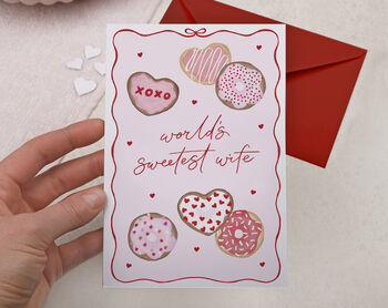 Pink Valentines Day Card For Wife Sweet Donut Design, 2 of 3