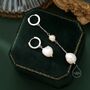 Asymmetric Baroque Pearl Huggie Hoop Earrings, thumbnail 1 of 11