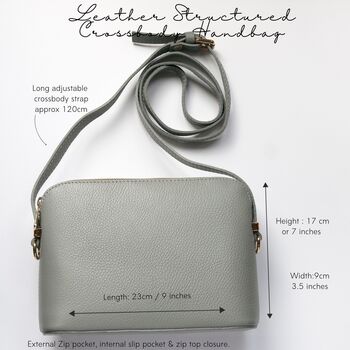 Denim Blue Structured Italian Leather Crossbody Handbag, 9 of 11