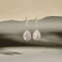Handmade Teardrop Rose Quartz Sterling Silver Drop Earrings, thumbnail 7 of 12