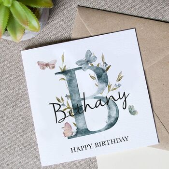 Butterfly Initial Watercolour Birthday Card, 2 of 3