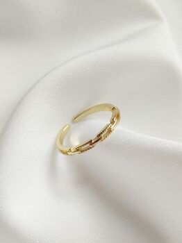 18 K Gold Plated Silver Chain Link Stacking Ring, 2 of 8