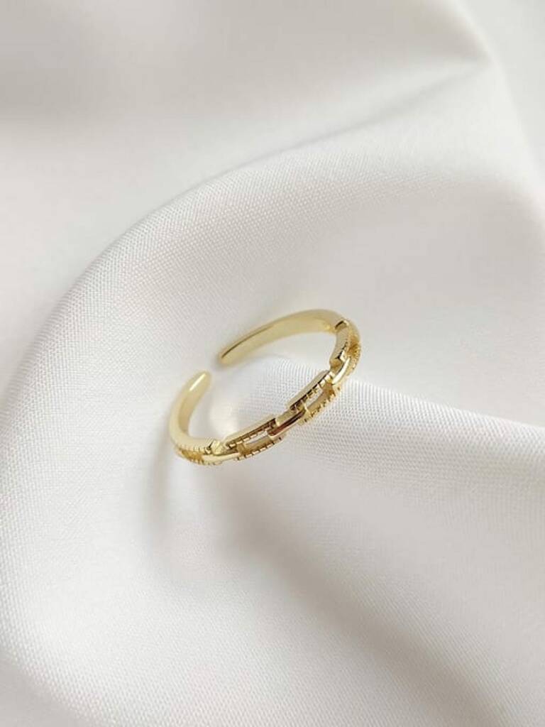 18 K Gold Plated Silver Chain Link Stacking Ring By Elk & Bloom ...