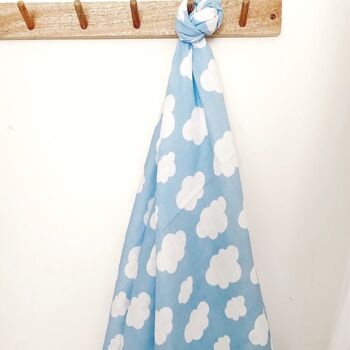 Muslin Swaddle Baby Blanket Clouds Newborn Gift, 4 of 5
