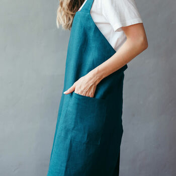 Linen Crossover Pinafore Apron For Women And Kids, 3 of 12