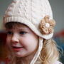 Girls Crochet Flower Cotton Lining Soft Yarn Knit Hat, thumbnail 6 of 12