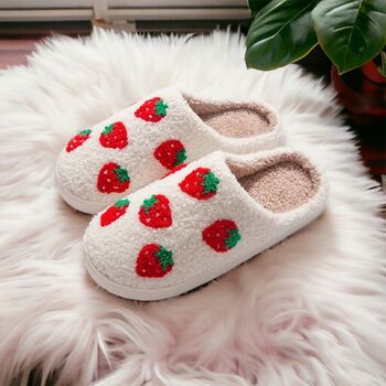 Plush Soft Cosy Strawberry Slippers, 3 of 4