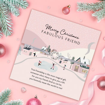 Winter Scene Fabulous Friend Christmas Wreath Bracelet, 2 of 6