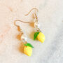 Lemon Charm Pearl Drop Earrings, thumbnail 1 of 4