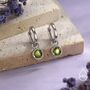 Genuine Peridot Hoop Earrings In Sterling Silver, thumbnail 1 of 10
