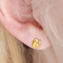 Orange Opal Bee Stud Earrings In Gold, thumbnail 1 of 5