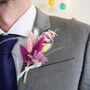 ‘Vegas’ Bright Dried Flower Buttonhole Corsage, thumbnail 1 of 4