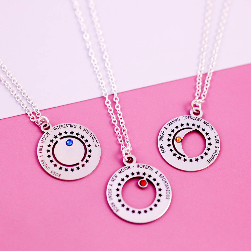 personalised phases of the moon necklace by j&s jewellery ...