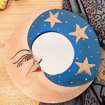 Wooden Celestial Moon And Star Mini Mirror, 5 of 6
