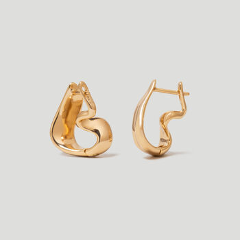 Wave Gold Hoop Earrings In 18 K Gold Plated Vermeil, 3 of 7