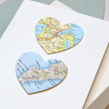 Custom Map Hearts Valentines Card, 5 of 6