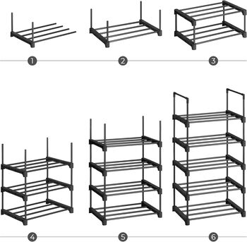 Two Set Five Tier Stackable Shoe Organiser Rack Shelf, 9 of 11