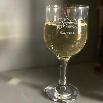 70th Birthday Gift Engraved Wine Glass, 2 of 7