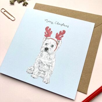 Festive West Highland Terrier Christmas Card, 2 of 2