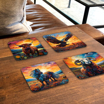 Highland Series Set Of Four Pu Leather Coasters, 6 of 8