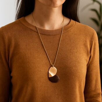 Gold And Walnut Heart Pendant Necklace, 3 of 5