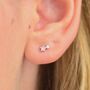 Sterling Silver And Cz Mini Double Star Stud Earrings, thumbnail 1 of 6