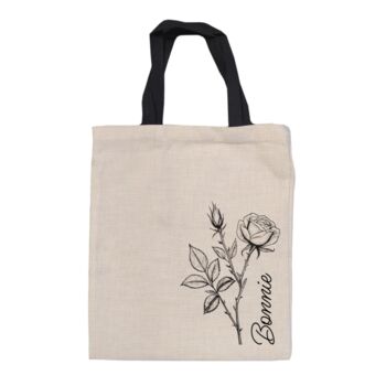 Personalised Birth Flower Linen Tote Bag, 5 of 5