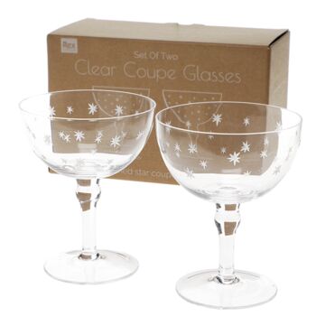 Etched Star Coupe Cocktail Glasses, 4 of 4