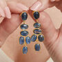Kyanite Cabuchon Gold Plated Silver Earrings, thumbnail 2 of 12