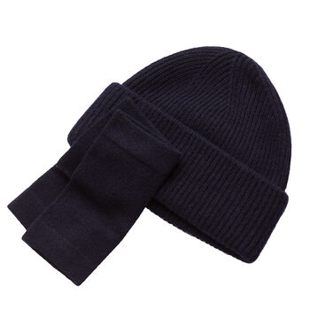 Cashmere Ribbed Beanie And Wrist Warmer Set, 4 of 5