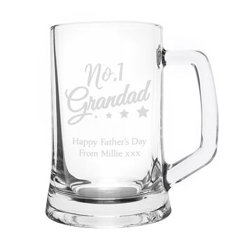 Personalised No.One Grandad Glass Tankard And Gift Box, 4 of 4