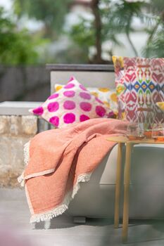 Puglia Cotton And Linen Modern, Double Sided Blanket Terracotta, 3 of 12