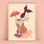 Red Mermaid Martini Cocktail Art Print, thumbnail 1 of 2