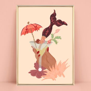 Mermaid Martini Cocktail Art Print, 2 of 3