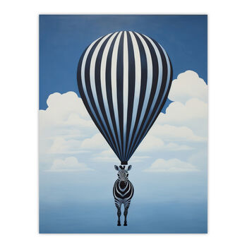 Surreal And Stripes Zebra Balloon Mono Wall Art Print, 6 of 6