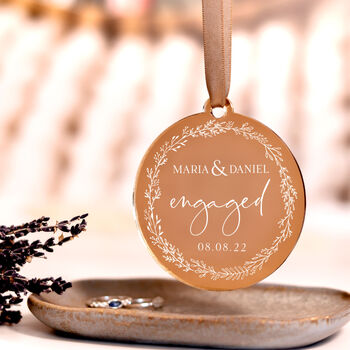 1st Christmas Engaged Personalised Gold Bauble, 4 of 7