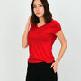 Lena Viscose Linen Blend T Shirt Red, thumbnail 2 of 3