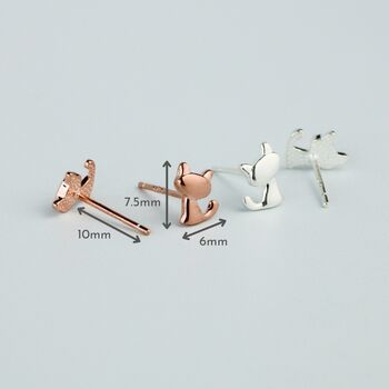 Sterling Silver Cat Silhouette Stud Earrings, 3 of 5